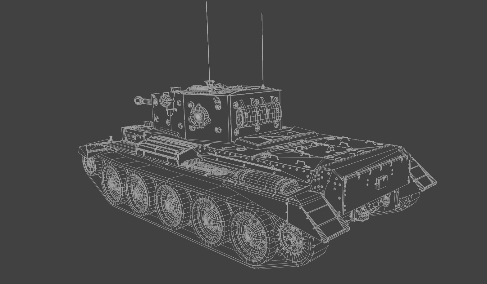 Cromwell V Cruiser tank Low-poly 3D model_8