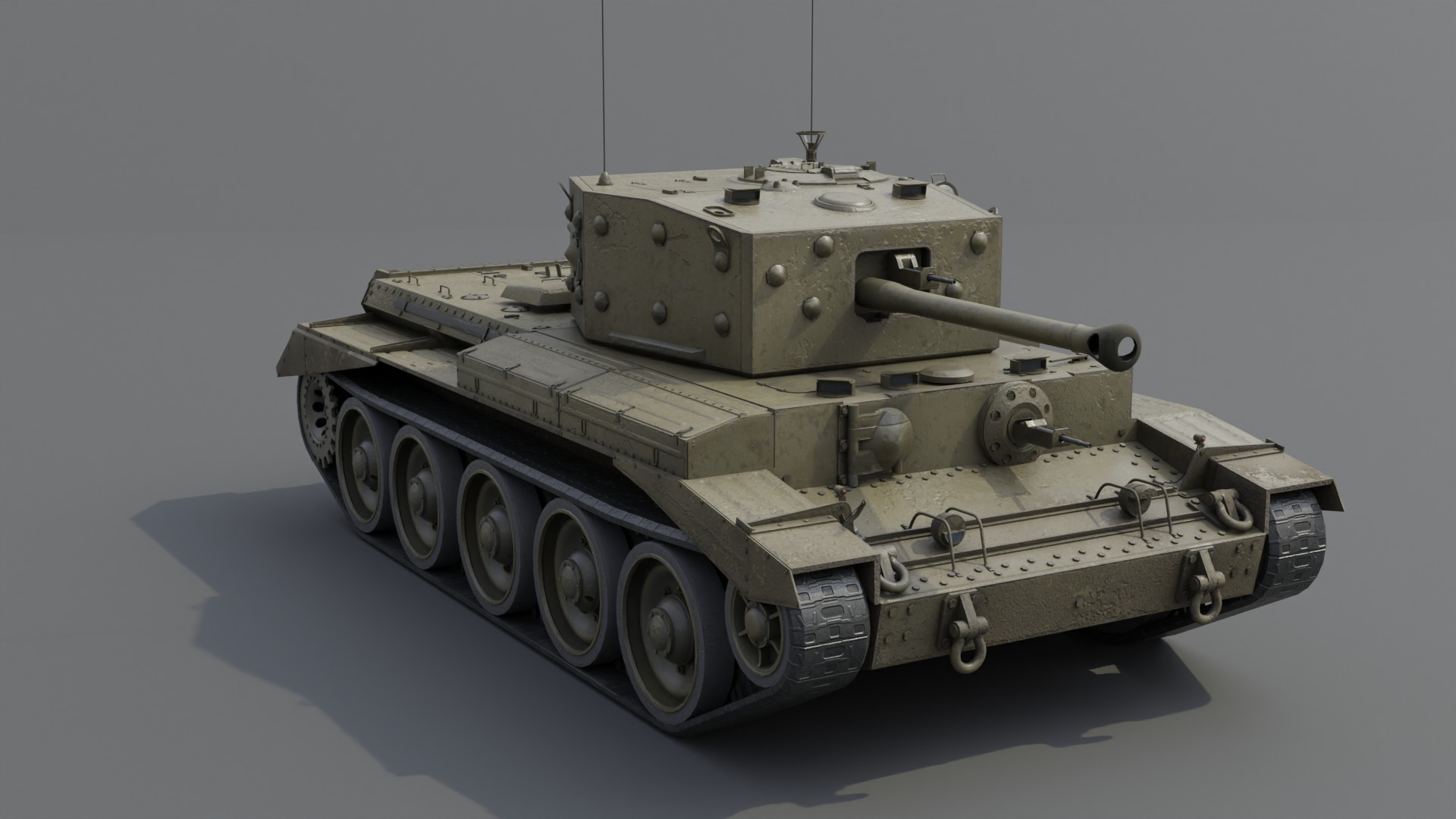 Cromwell V Cruiser tank Low-poly 3D model_11