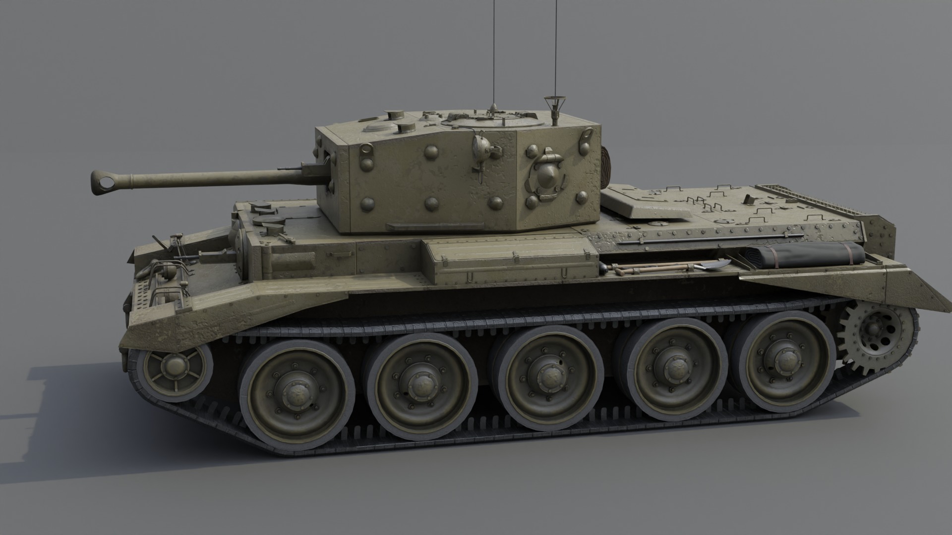 Cromwell V Cruiser tank Low-poly 3D model_18