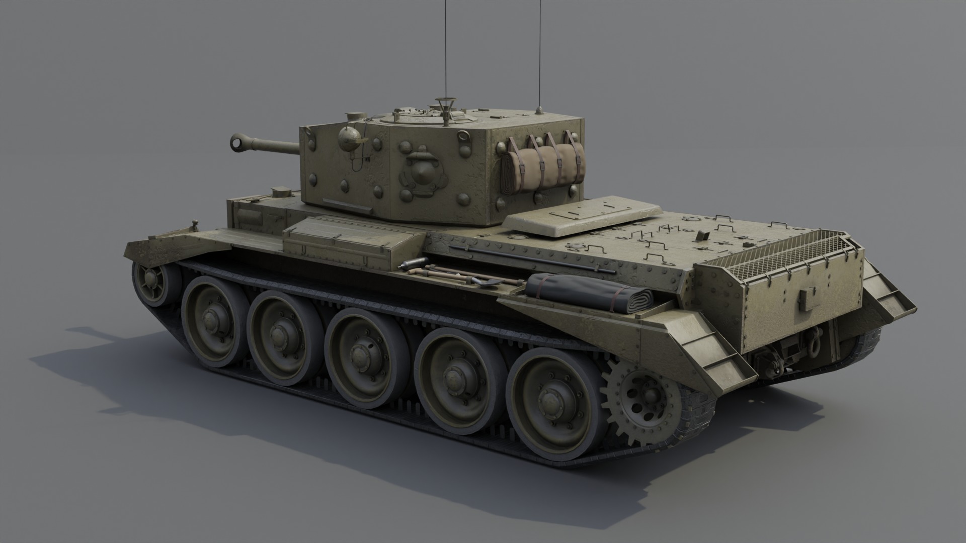 Cromwell V Cruiser tank Low-poly 3D model_4
