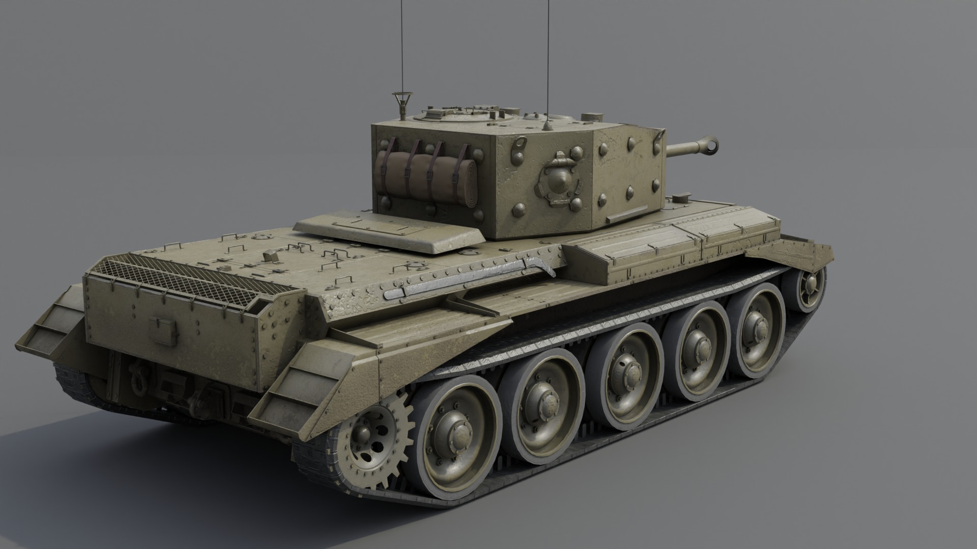 Cromwell V Cruiser tank Low-poly 3D model_14