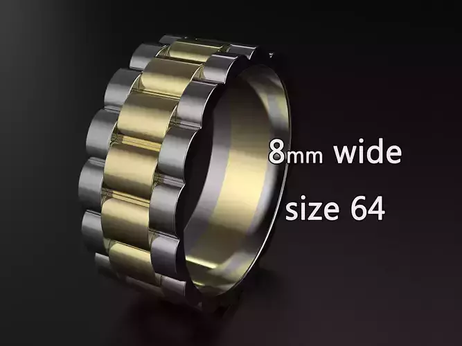 wideng ring two tone 8mm wide size 64