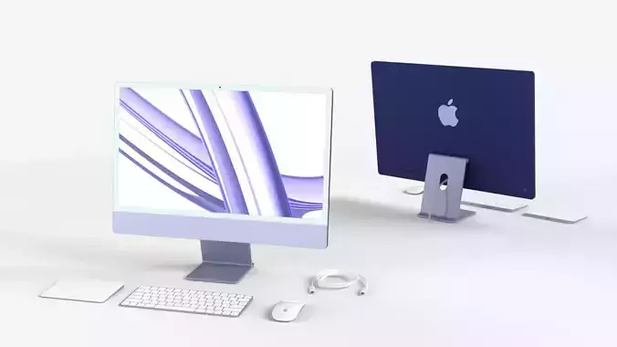 Apple IMac Purple with Keyboard Mouse and Trackpad