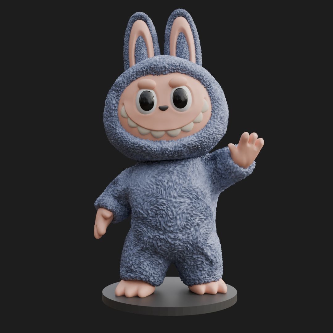 Labubu figurine Fan Art Satue and Keychain 3D print model_7