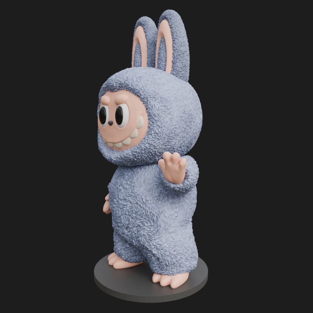 Labubu figurine Fan Art Satue and Keychain 3D print model_3