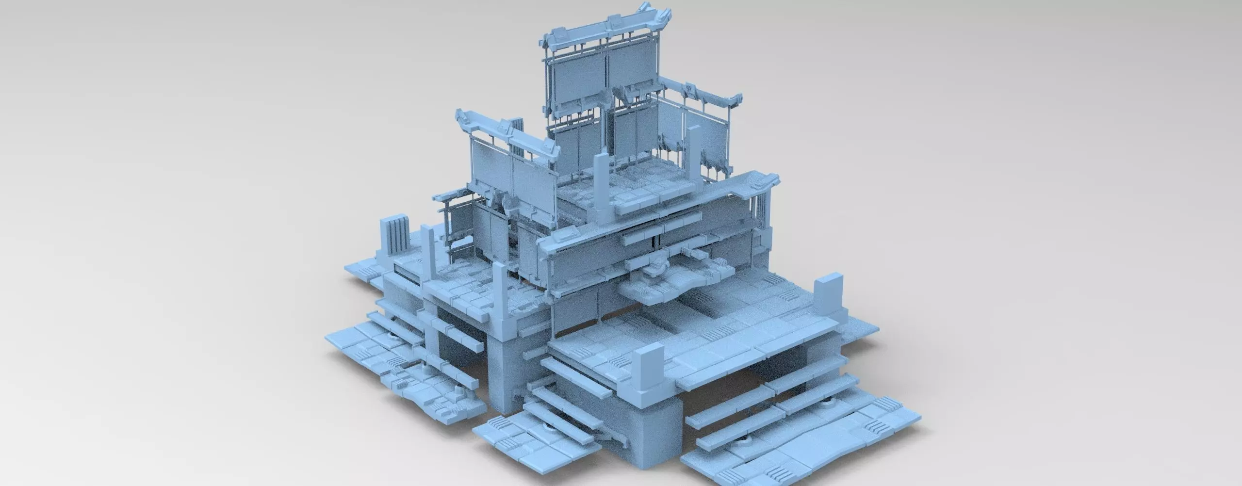 Sci fi  Light gravity cube walkway 1  Low-poly 3D model_0