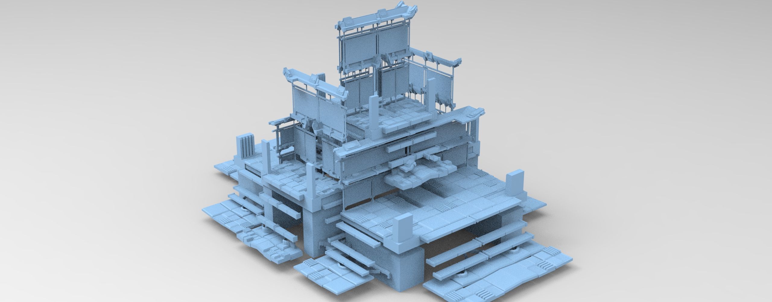 Sci fi  Light gravity cube walkway 1  Low-poly 3D model_1