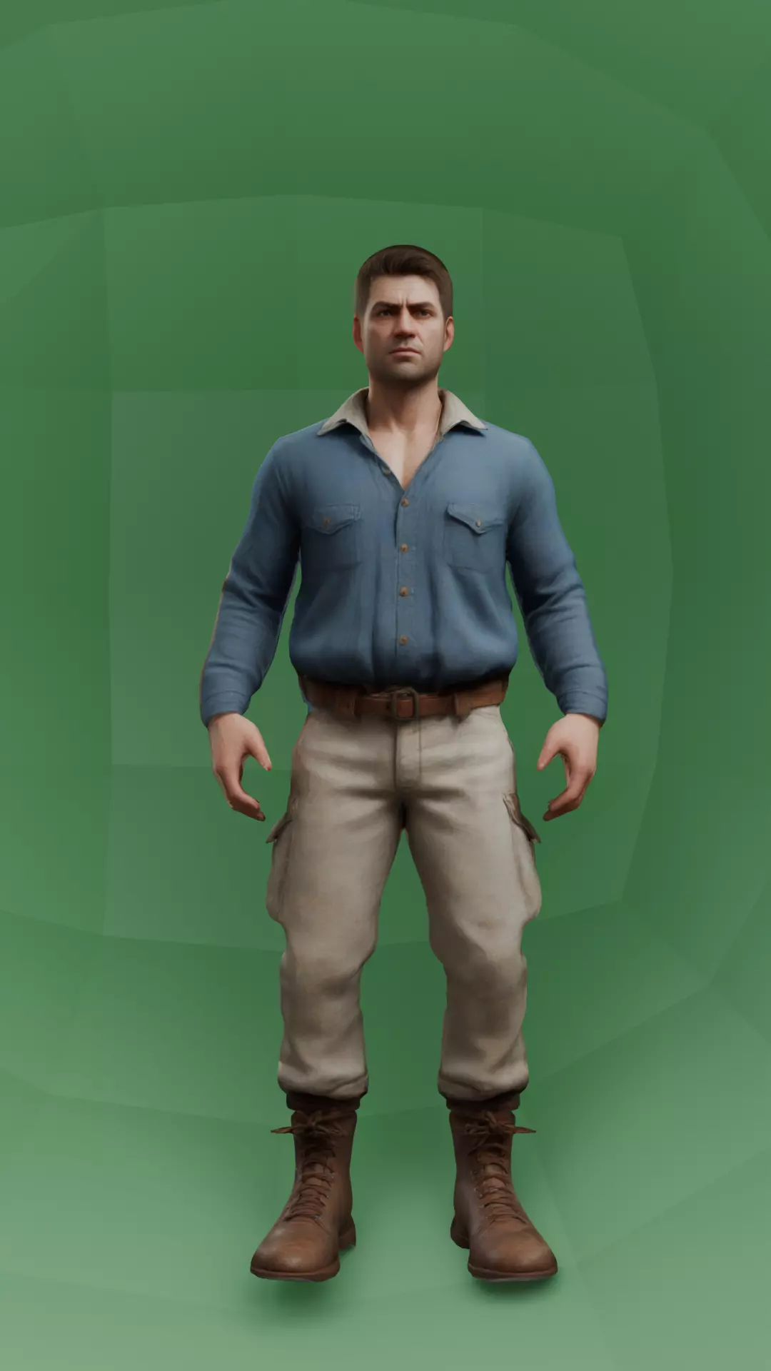 Cool Man 3D Game Ready Model with Rigging and Textures 3D model_0