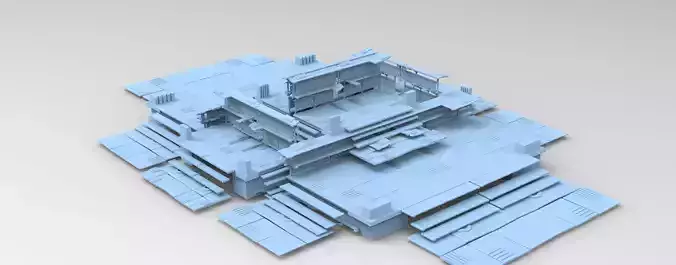 Sci fi Light gravity cube walkway 2  Low-poly 3D model