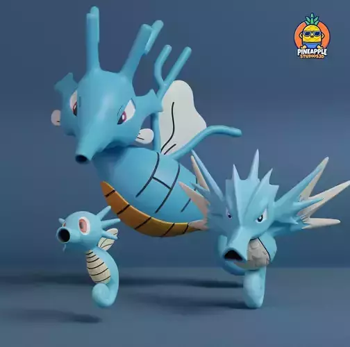Pokemon - Horsea Seadra and Kingdra with 2 poses