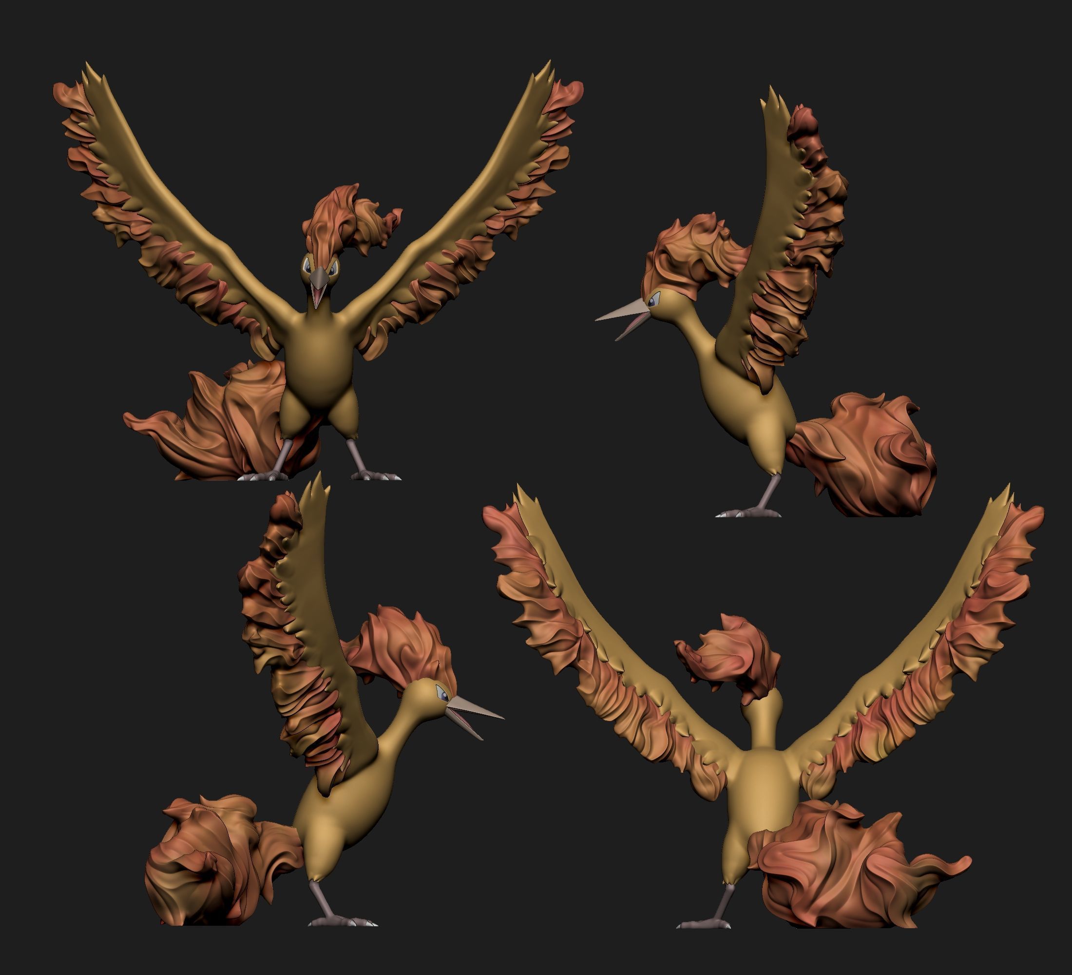 Pokemon - Moltres with 2 poses 3D print model_4