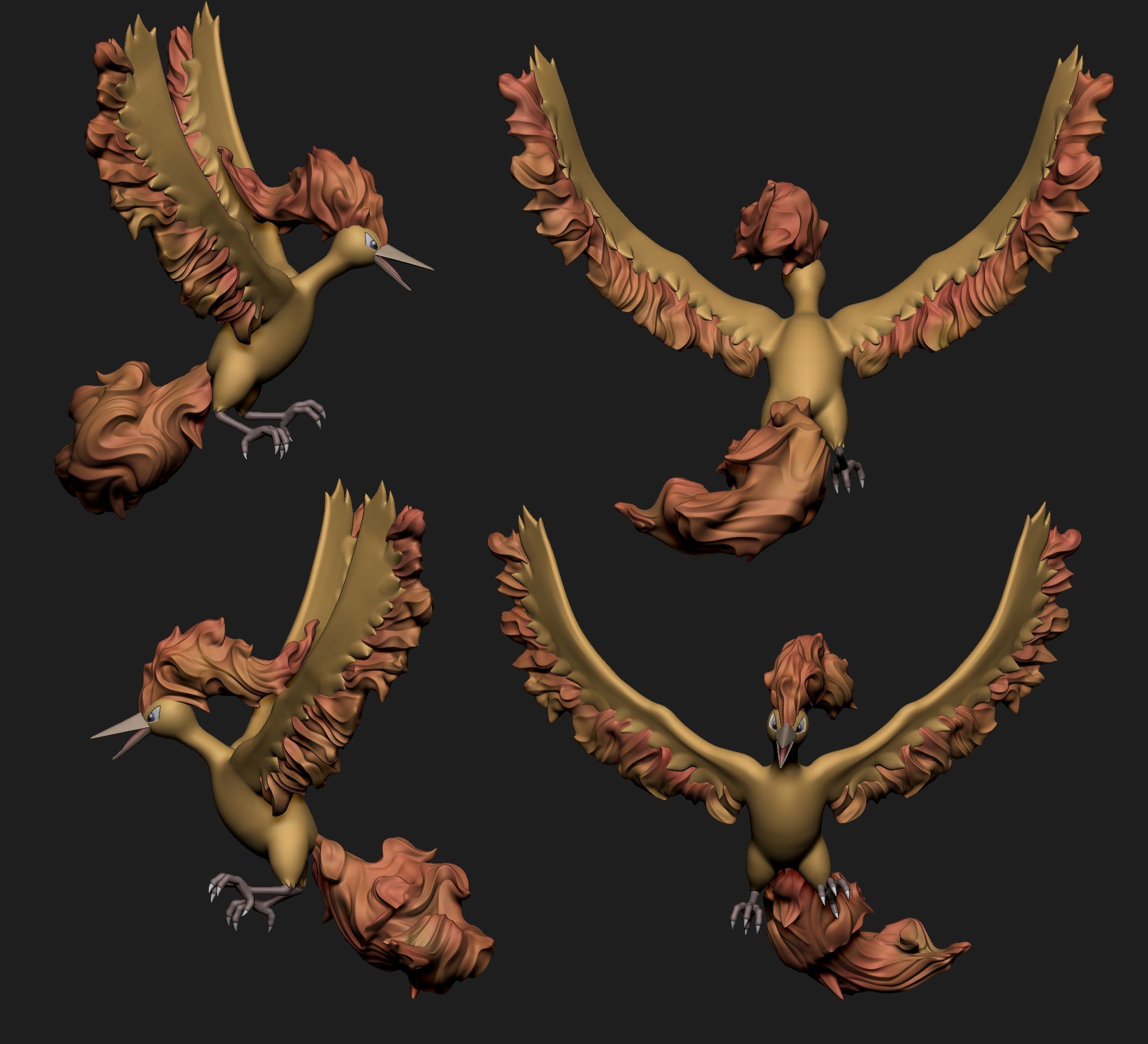 Pokemon - Moltres with 2 poses 3D print model_9