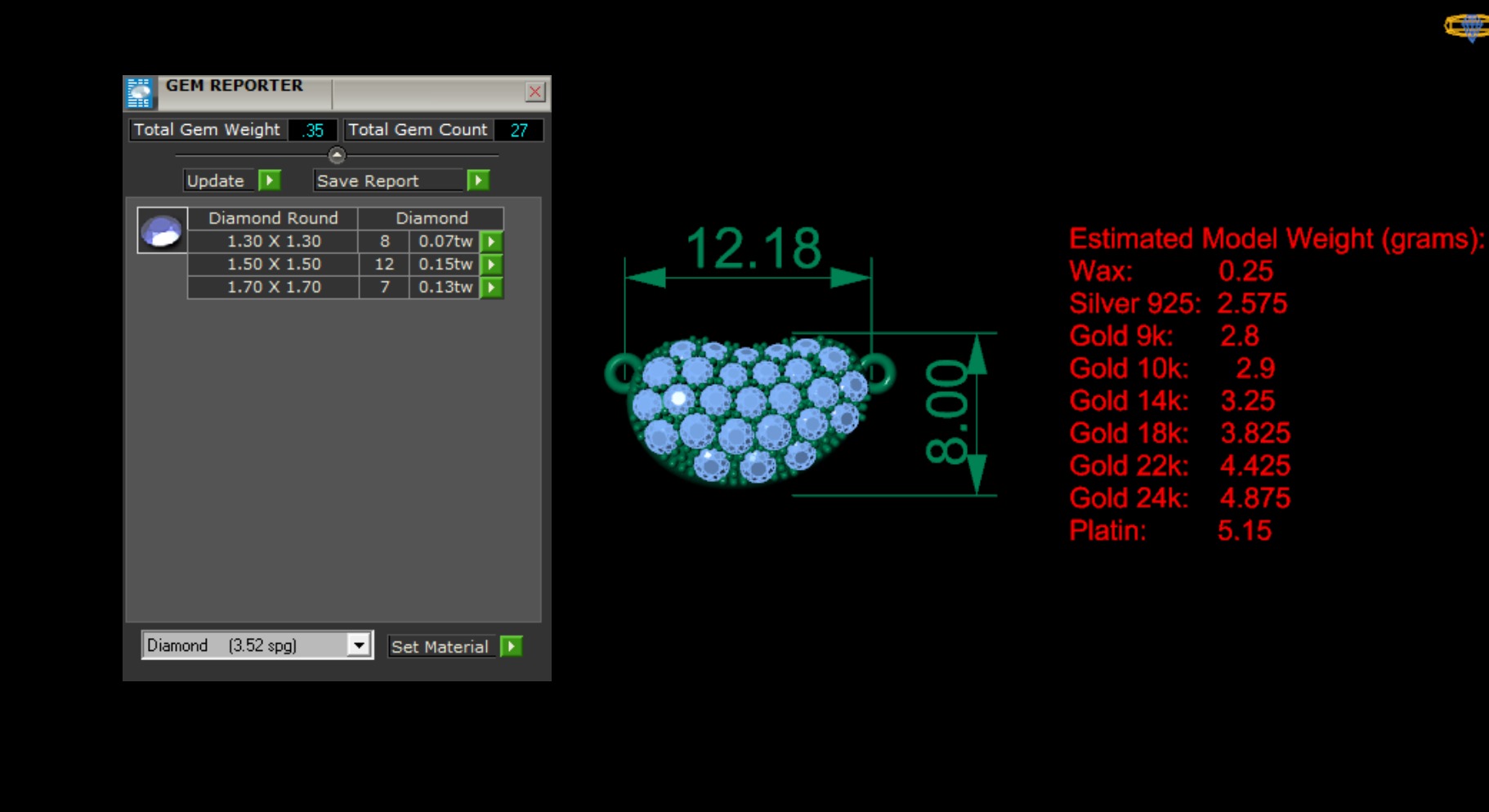 Diamond Bean tiffany design pendant 3D print model_10