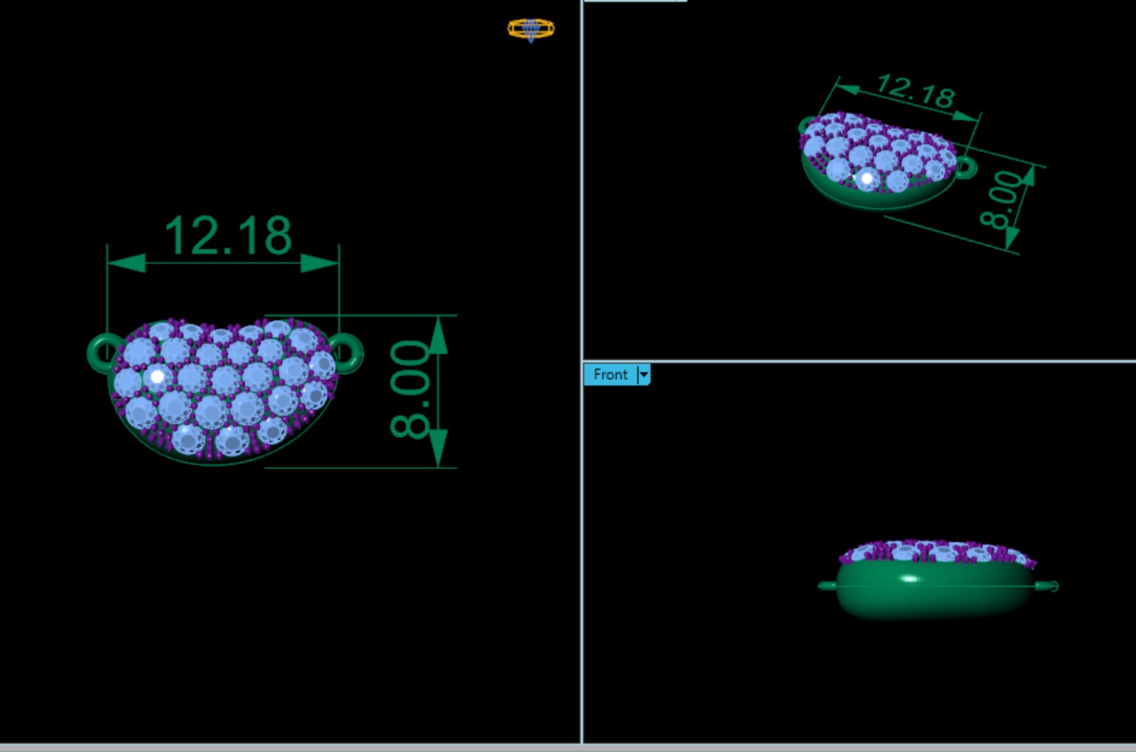 Diamond Bean tiffany design pendant 3D print model_7