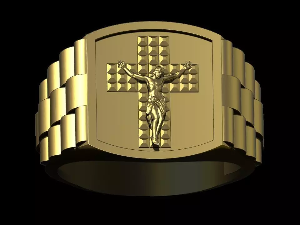 Christ cross ring 3D print model