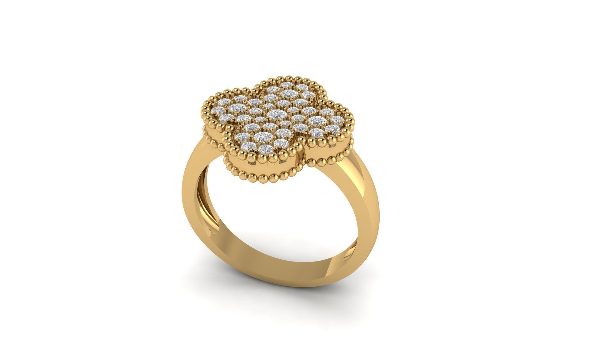 Diamond clover ring design replica 3D print model_5