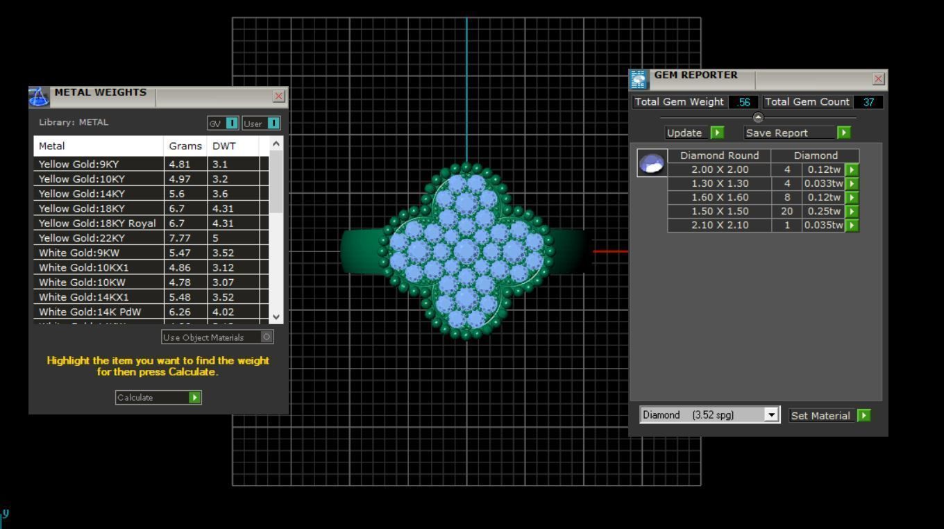 Diamond clover ring design replica 3D print model_4