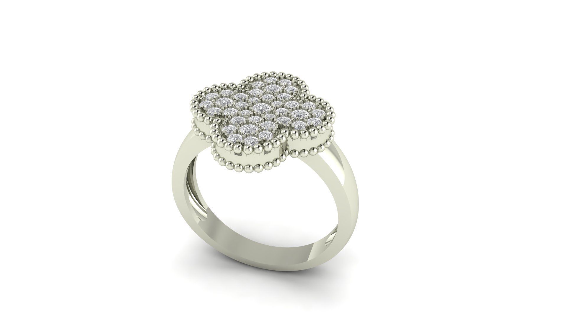 Diamond clover ring design replica 3D print model_7