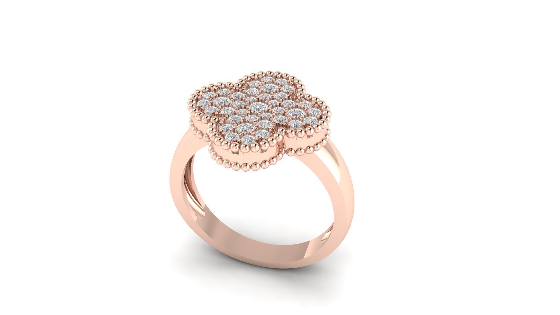 Diamond clover ring design replica 3D print model_1