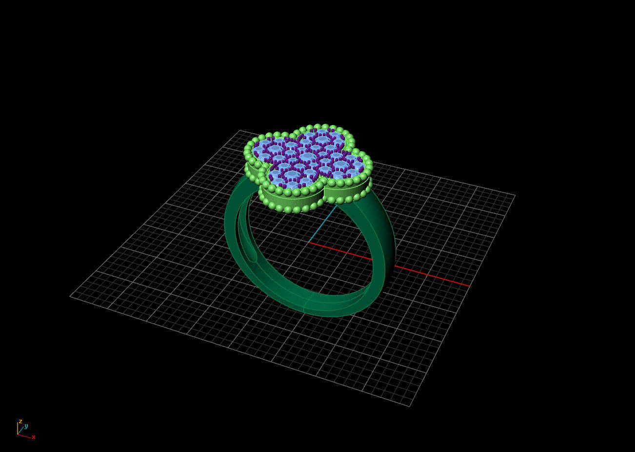 Diamond clover ring design replica 3D print model_8