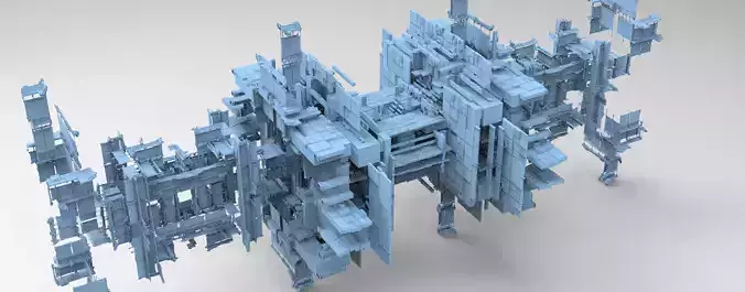 Sci fi Light gravity cube walkway platforms 1