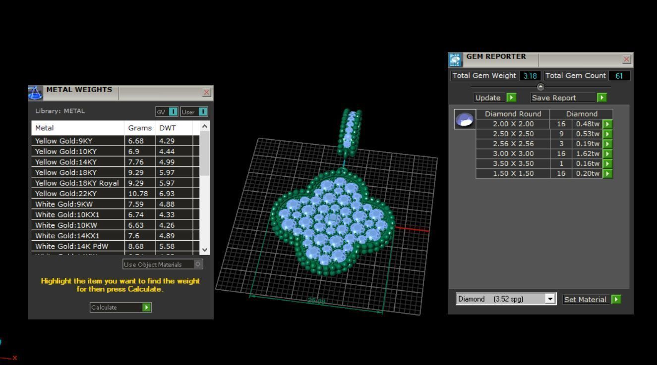 Clover diamond pendant nice design 3D print model_6