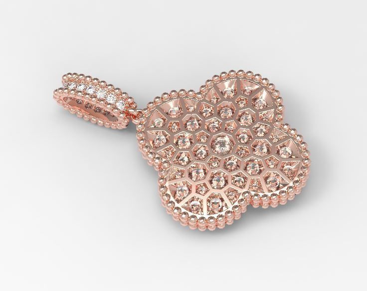 Clover diamond pendant nice design 3D print model_9