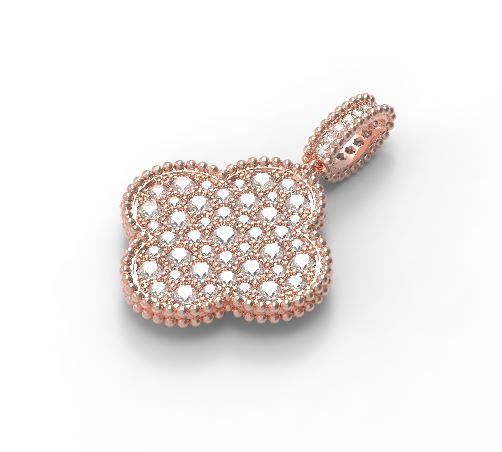 Clover diamond pendant nice design 3D print model_7