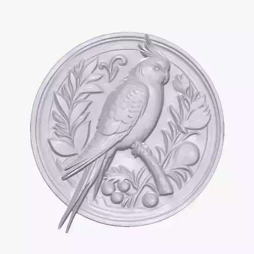 Cockatiel 1 basrelief for 3D printing