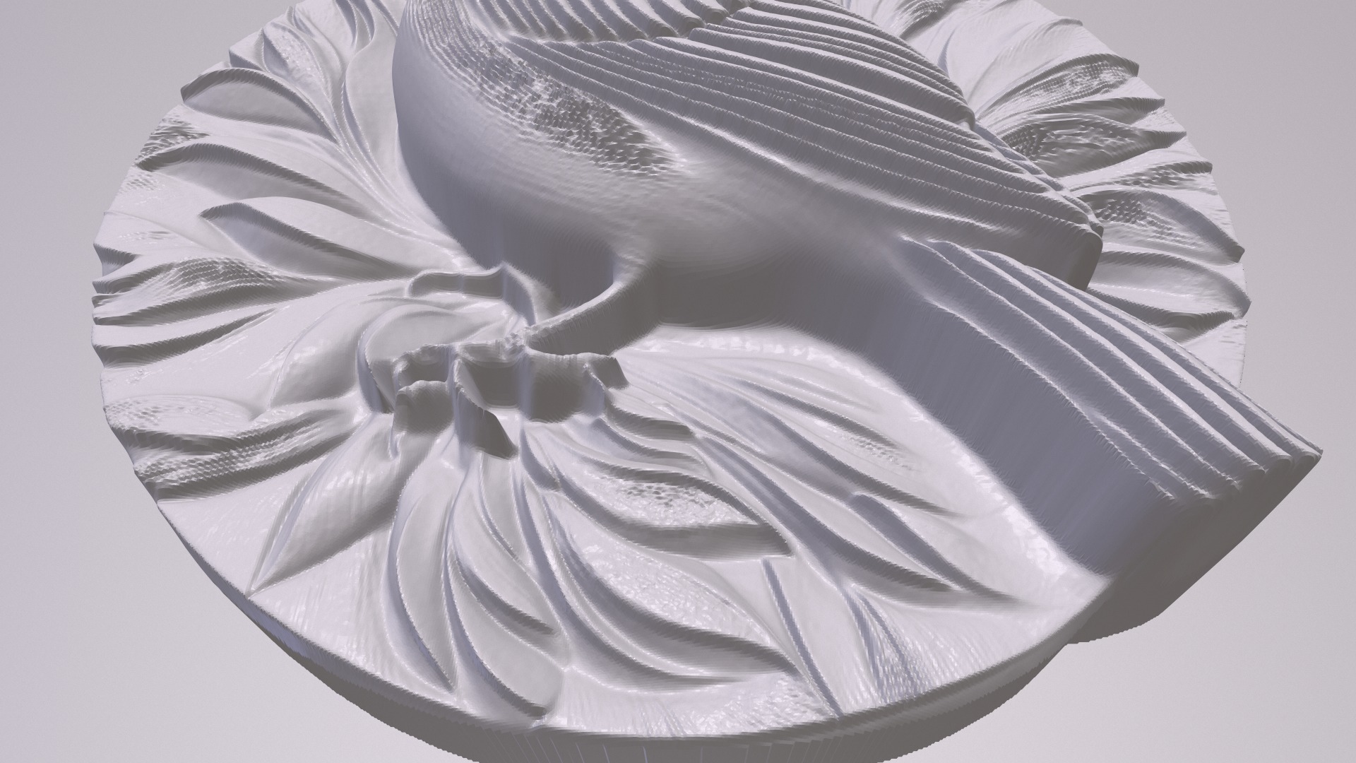 Finch 3 basrelief for 3D printing 3D print model_2