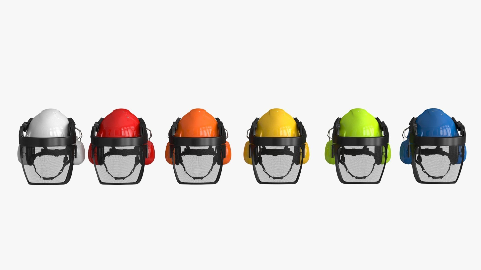Helmet Head Protection 6 colors Low-poly 3D model_3