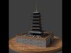 Chinese ancient tower  Low-poly 3D model_1