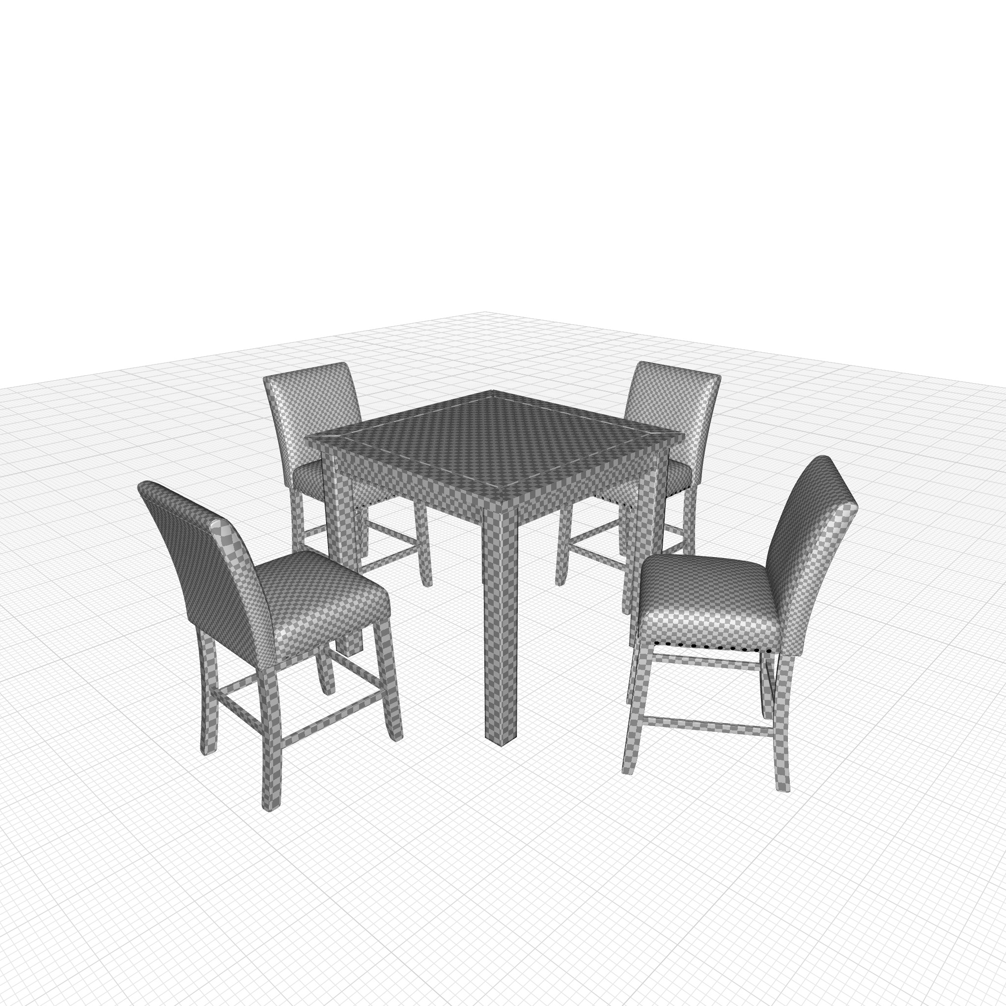 Stuckey Counter Diner Table Chair  Set 3D model_1
