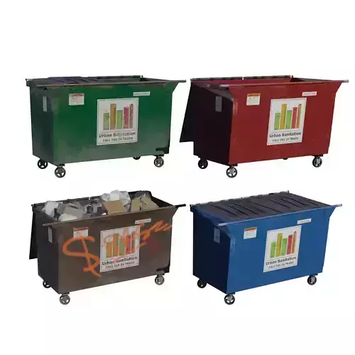 American Alley Dumpster Set Low-poly 3D model