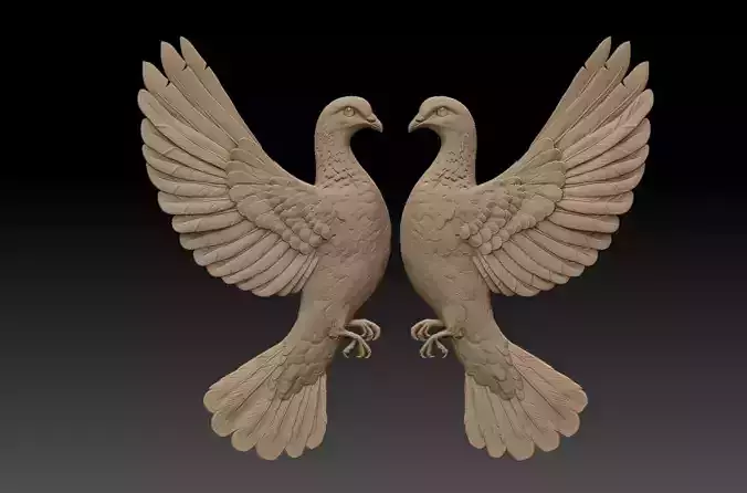 dove pigeon bas relief 3D print model 3D print model
