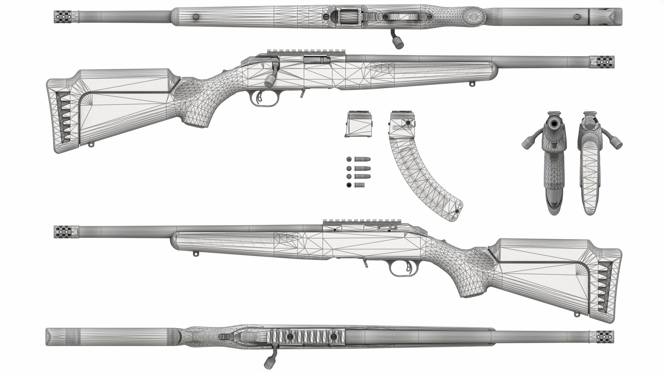 PBR Ruger American Bolt-Action Rifle Low-poly 3D model_10