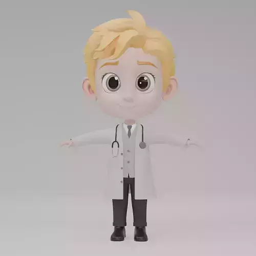 3D Kid Character in Doctor Attire  