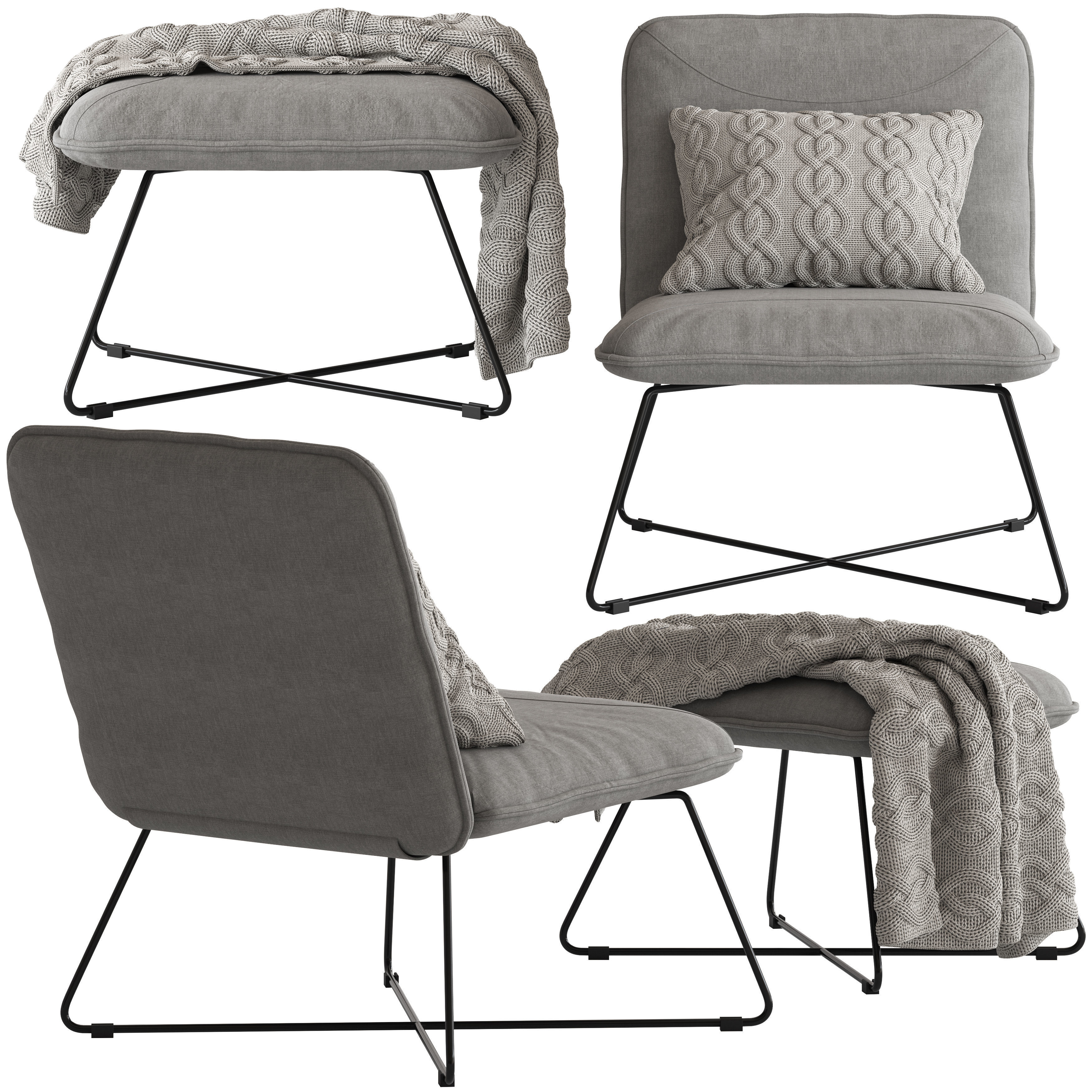 Yolanda Lounge Chair and Ottoman 3D model_1