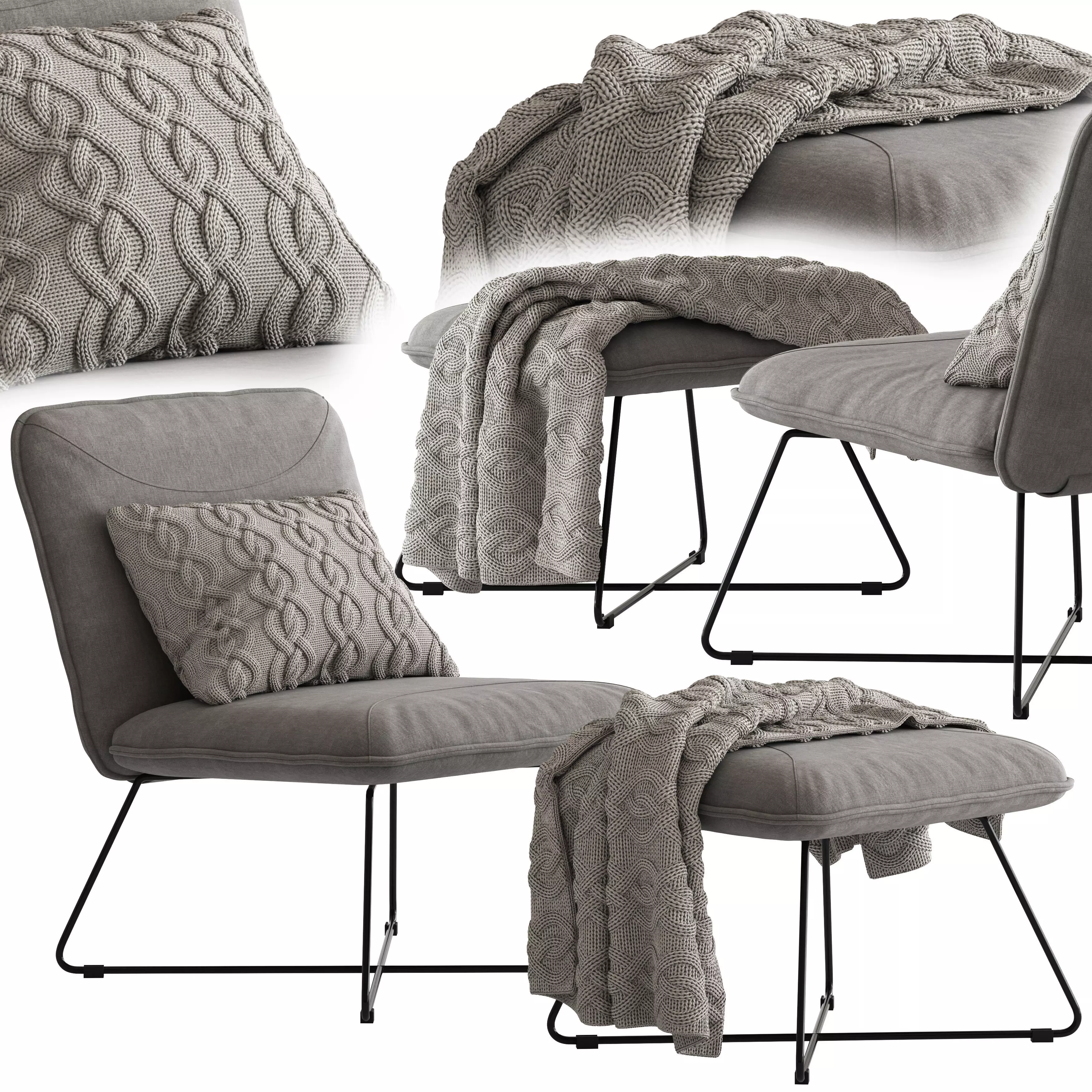 Yolanda Lounge Chair and Ottoman 3D model_0