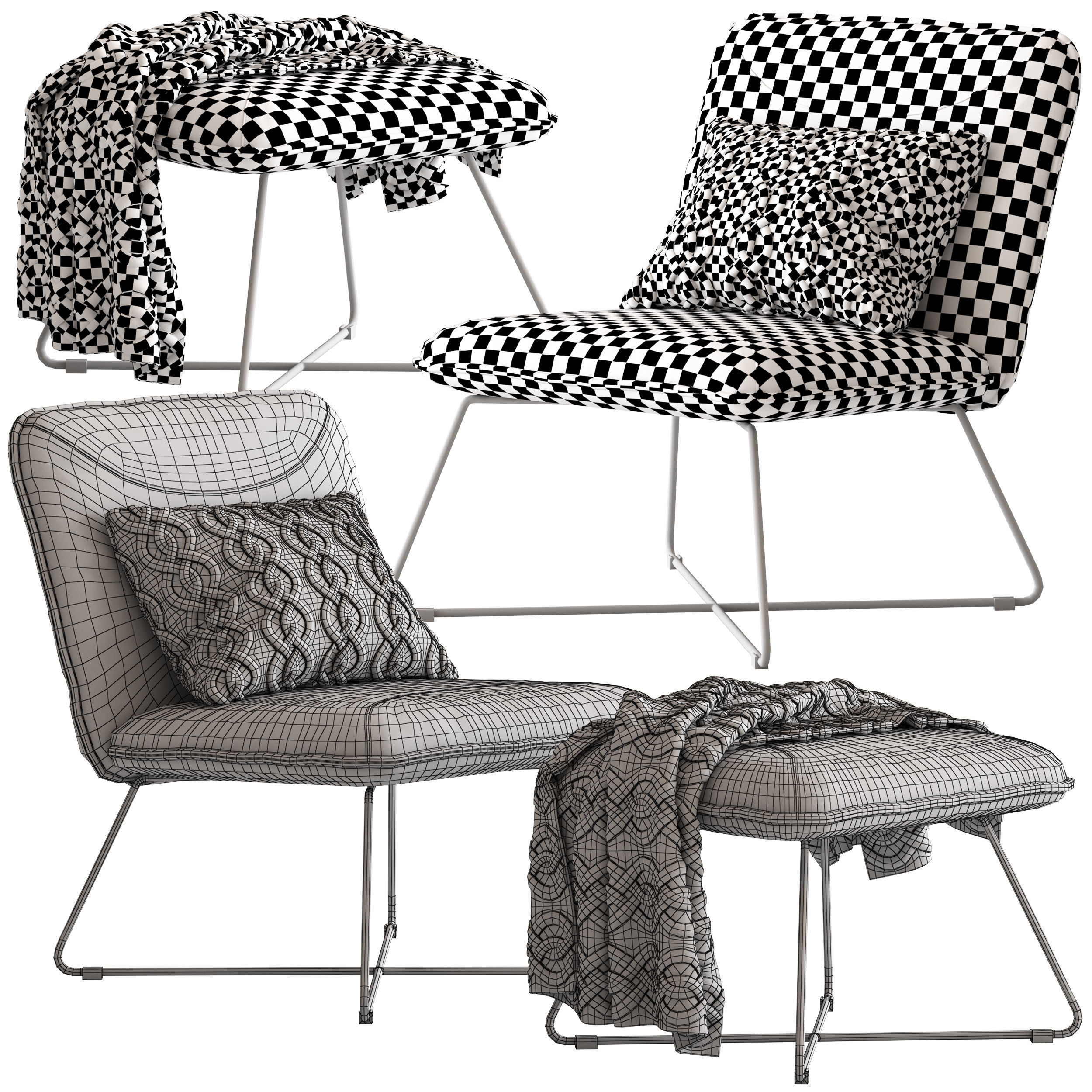 Yolanda Lounge Chair and Ottoman 3D model_5