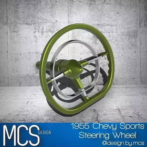 1955 Chevy Retro Billet Style Sports Steering Wheel N Shifter 3D print model