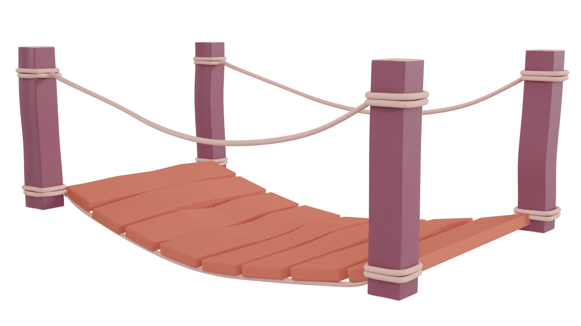 Cartoon Bridge Low-poly 3D model_2
