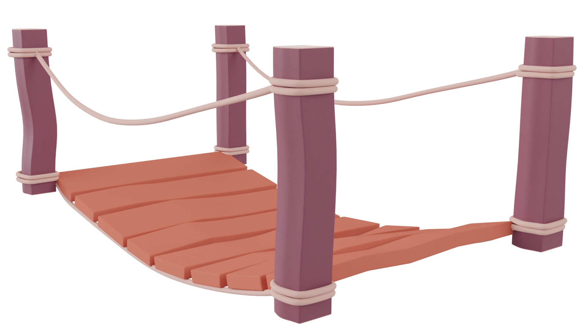 Cartoon Bridge Low-poly 3D model_6