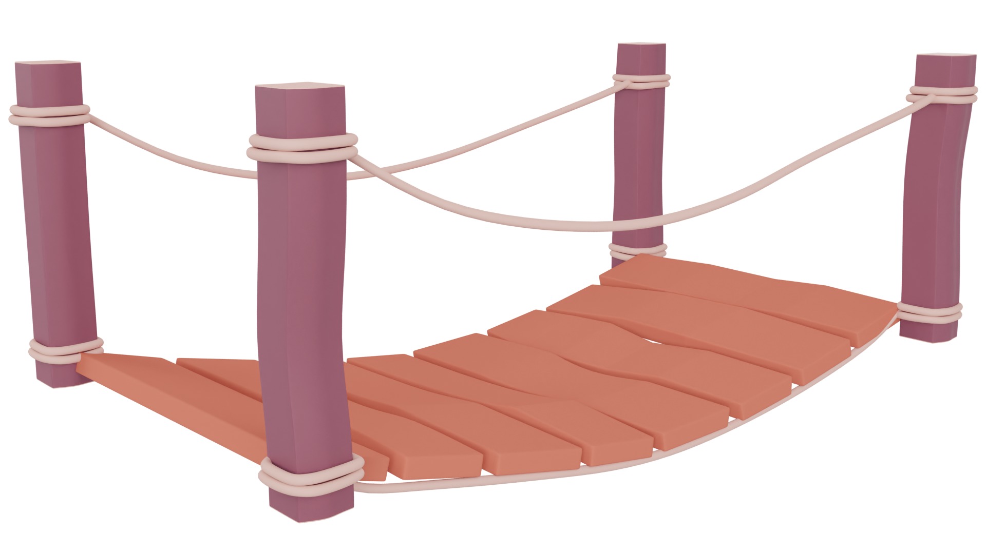 Cartoon Bridge Low-poly 3D model_4