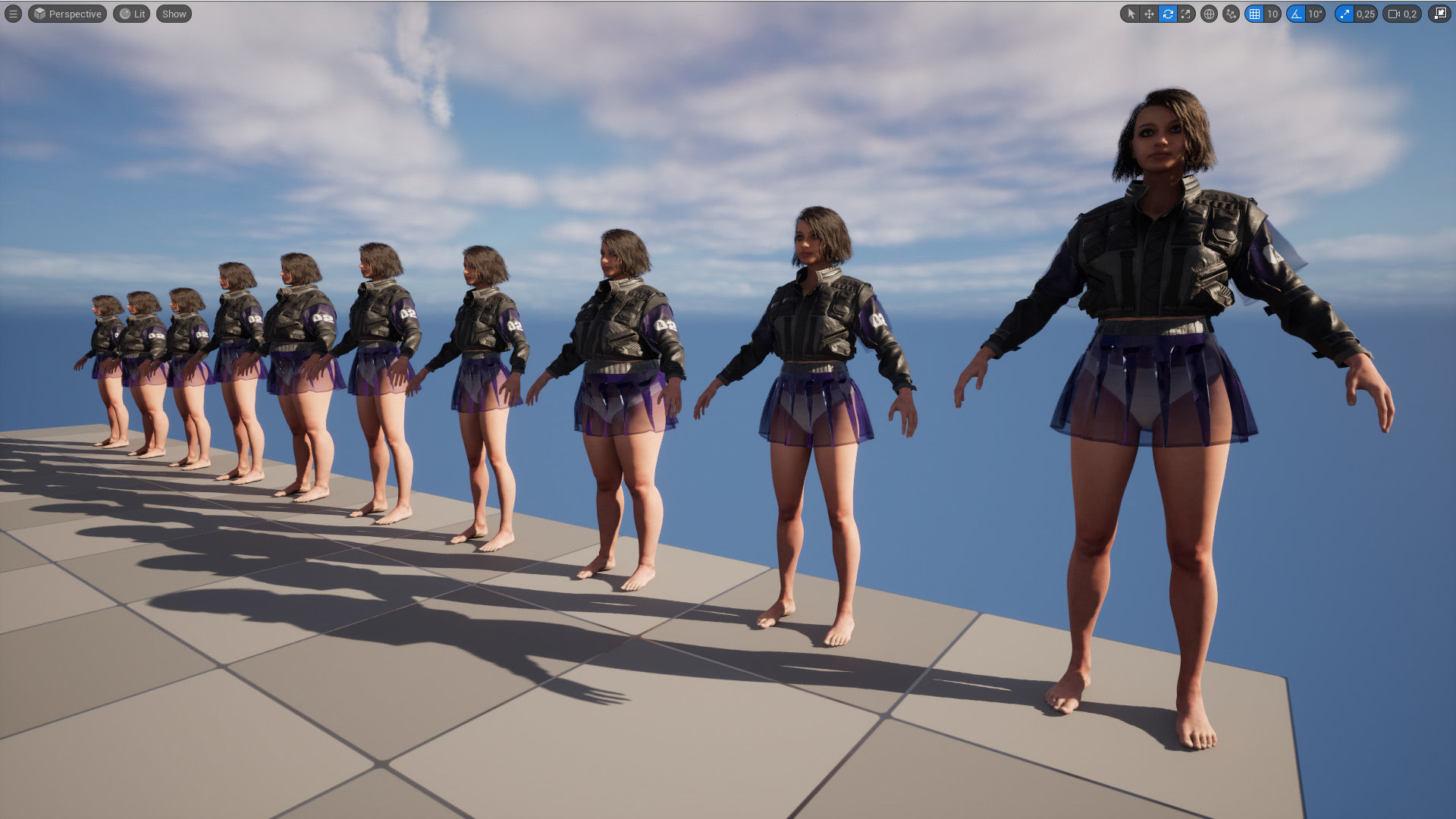 Cyber Jacket 20 - All MH Bodies - UE5 Skeletons - Rigged Low-poly 3D model_17