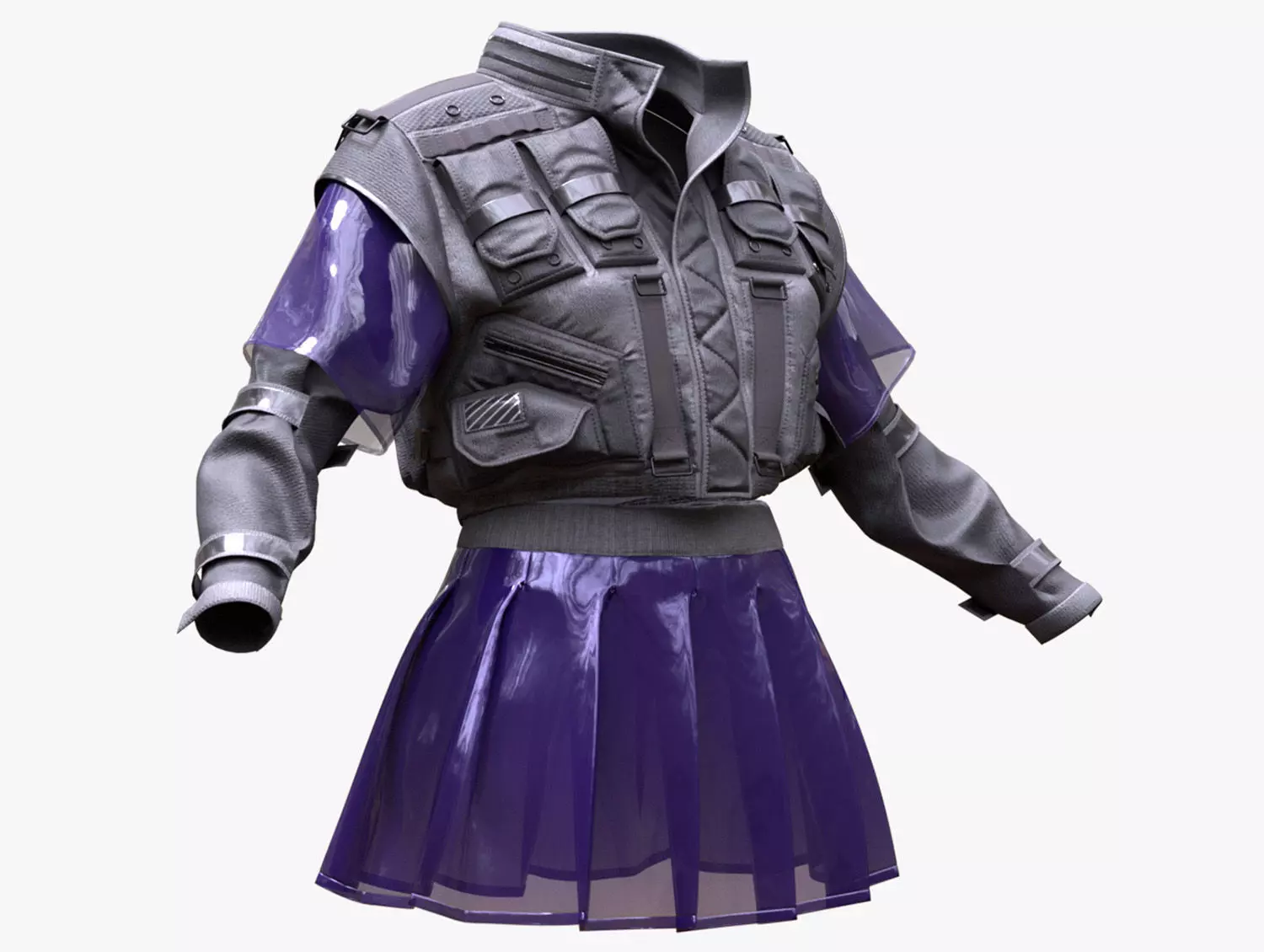 Cyber Jacket 20 - All MH Bodies - UE5 Skeletons - Rigged Low-poly 3D model_0