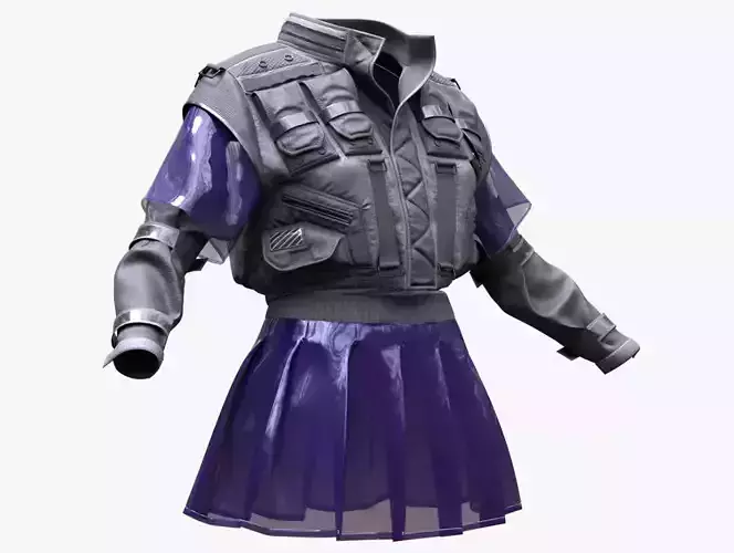 Cyber Jacket 20 - All MH Bodies - UE5 Skeletons - Rigged Low-poly 3D model