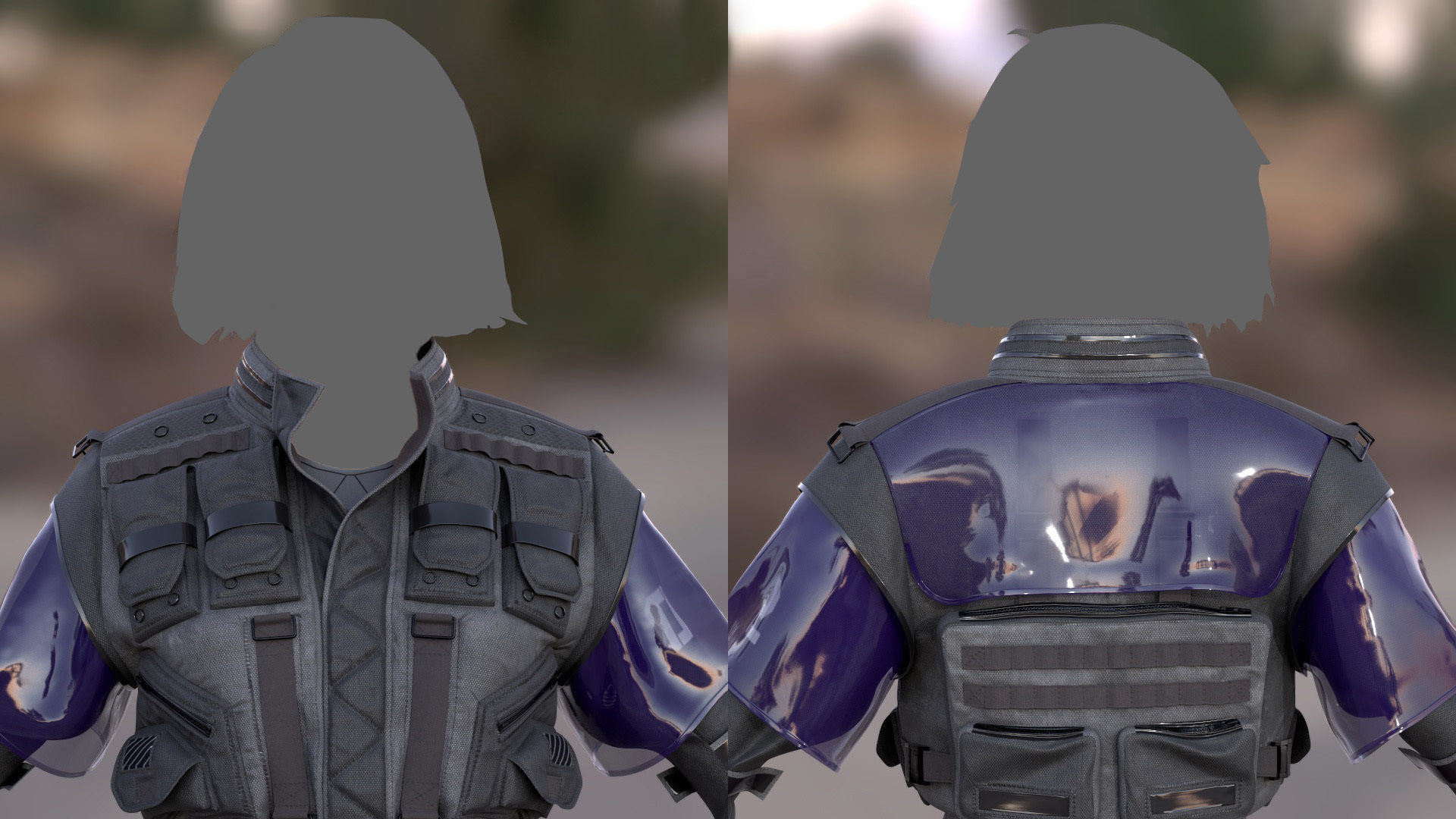 Cyber Jacket 20 - All MH Bodies - UE5 Skeletons - Rigged Low-poly 3D model_7