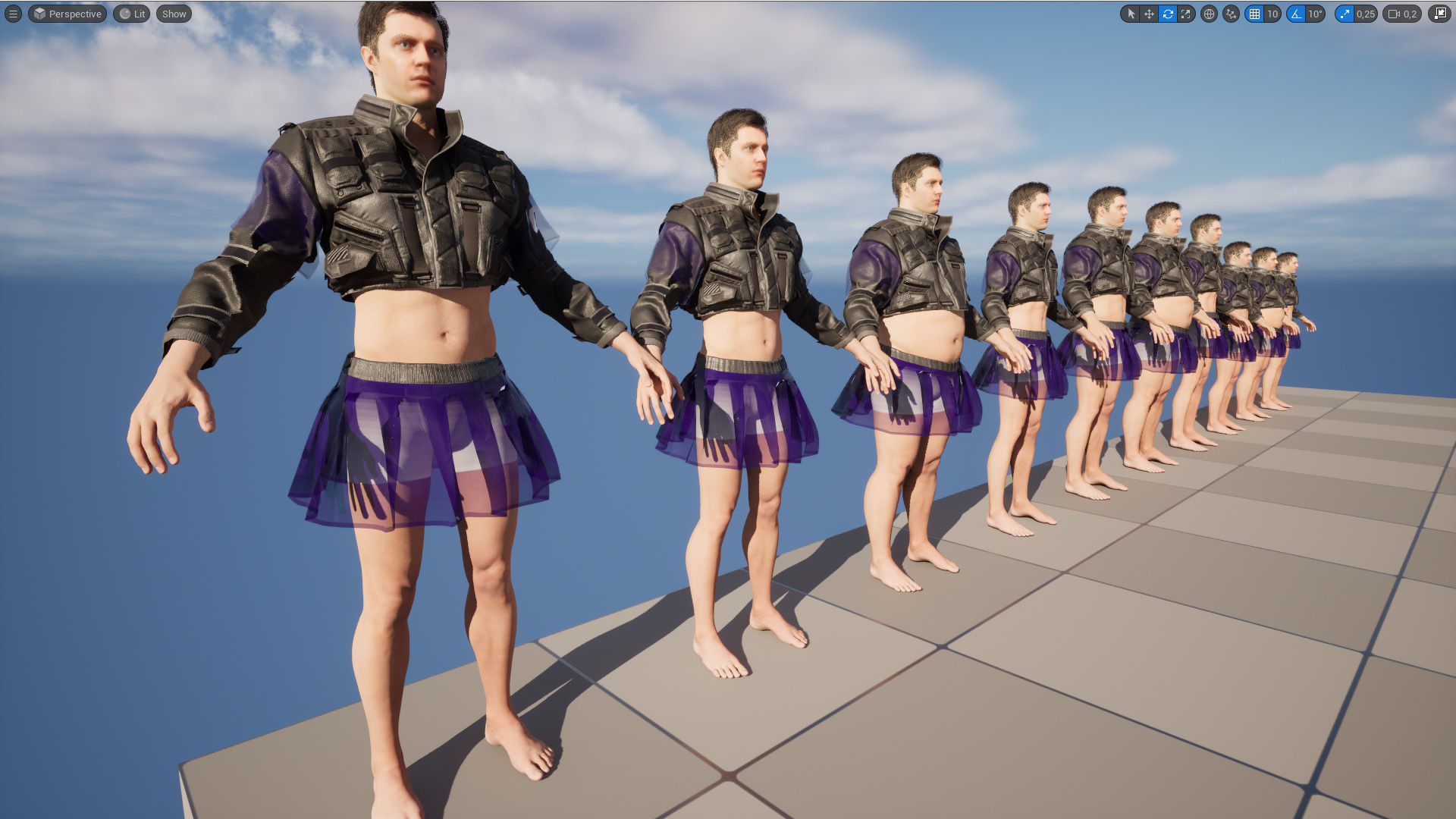 Cyber Jacket 20 - All MH Bodies - UE5 Skeletons - Rigged Low-poly 3D model_16