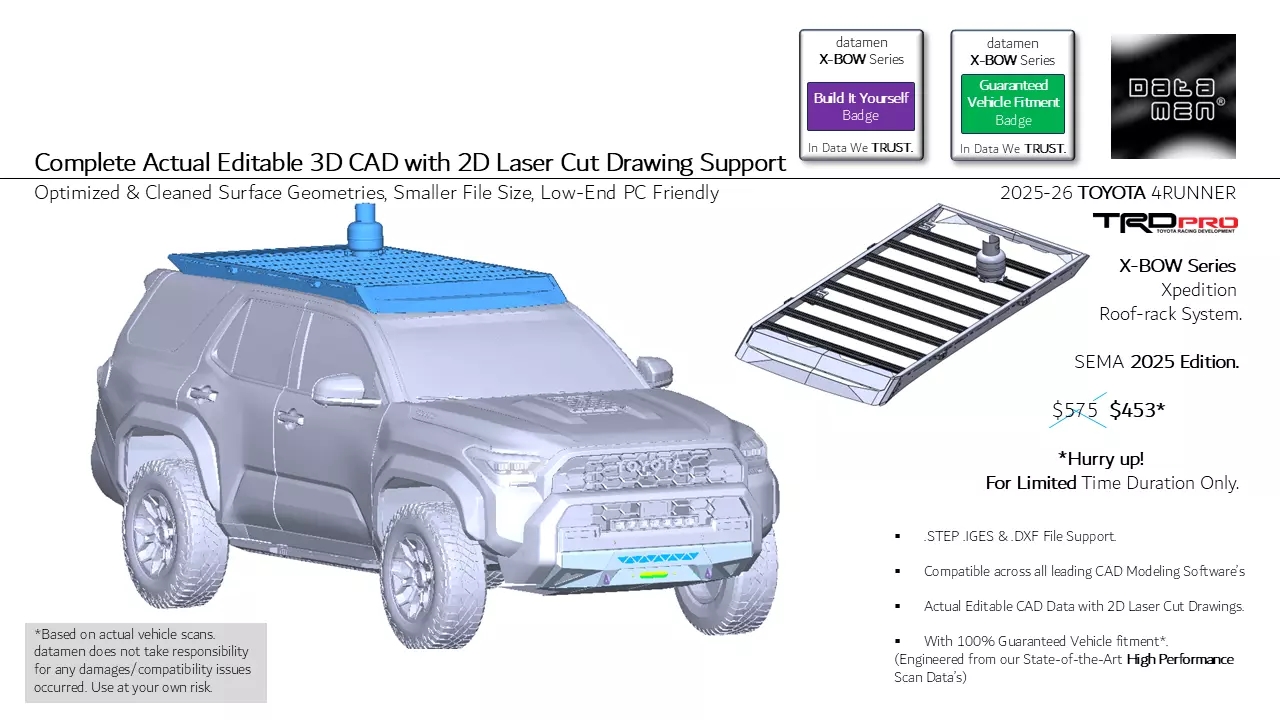 2025 TOYOTA 4Runner Roof Rack datamen X-BOW Ultra Cross Bars 3D model_18